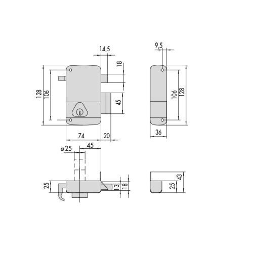 Serrure monopoint vertical tirage droite cylindre de 40mm s'entrouvrant BC1534 - CISA - 3005031000BC1534 pas cher Secondaire 1 L