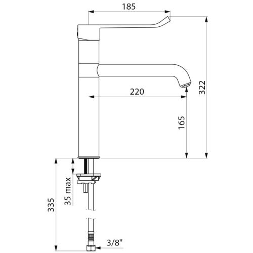 Mitigeur à bec haut orientable avec cartouche céramique DELABIE 2564T2 photo du produit Secondaire 1 L