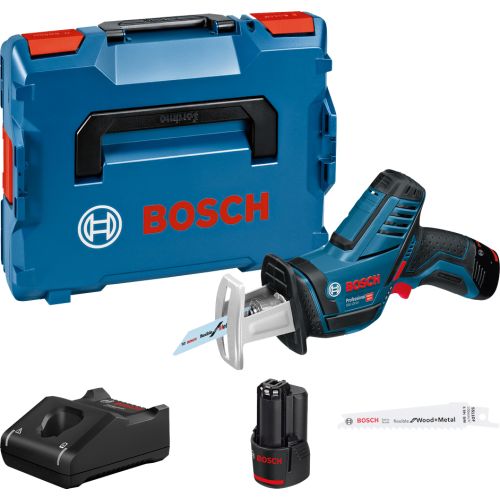 Scie sabre 12V GSA 12V-14 + 2 batteries 2.0 Ah + chargeur en coffret L-Boxx - BOSCH - 060164L90D pas cher