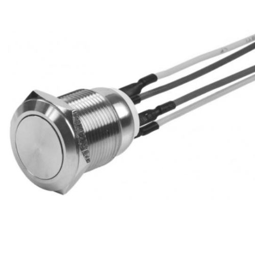 Bouton poussoir inox 19mm NO/NC 4 fils soudés - SEWOSY - PB19NO+NC_4FS pas cher Principale L