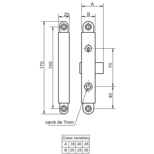 Serrure GOLLOT bec de cane 4320 droite à clé - METALUX - F643201000 pas cher Secondaire 1 L