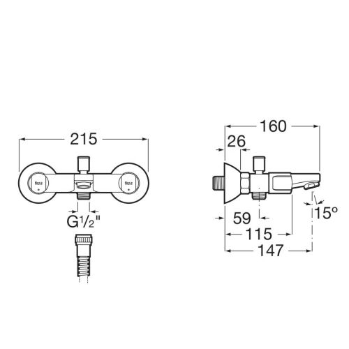 M&eacute;langeur bain-douche BRAVA mural avec raccords - ROCA - A5A018EC0F pas cher Secondaire 1 L