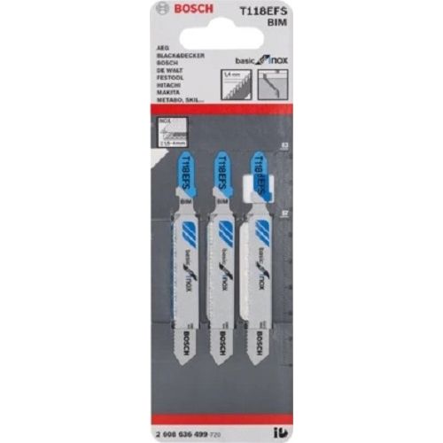 3 lames de scie sauteuse T 118 EFS Basic for Stainless Steel - BOSCH - 2608636499 pas cher Secondaire 1 L