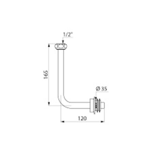 Tubulure d'alimentation d'urinoir F1/2'' D35 - DELABIE - 758135 pas cher Secondaire 1 L