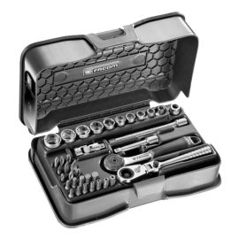 Coffret de douilles 1/4'' hexagonales 6 pans m&eacute;triques et embouts 37 pi&egrave;ces Facom - R.161-6P6HXPB pas cher Principale M