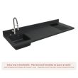 Kitchenette K46L 300cm emplacements four/micro-ondes/hotte gris/nero (noir) évier à gauche - CUISIBANE - K46G-P180NE-G pas cher