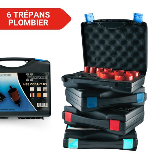 Coffret de 6 trépans HSS bi-métal spécial plombier 19 à 57 mm HANGER 150497 photo du produit Secondaire 6 L