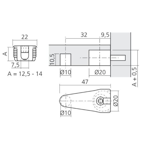 Boîtier excentrique DEFIX zamack diamètre 20+10mm panneau de 16mm - LMC - BOI704216 pas cher Secondaire 1 L