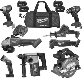 Pack 8 outils 18V Milwaukee M18 FPP8H-504B + 4 batteries 5Ah + chargeur en sac de transport - 4933500111 pas cher Principale M