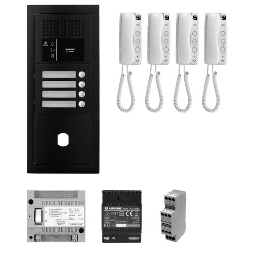 Pack audio 4 postes complet noir - AIPHONE - 200447 pas cher