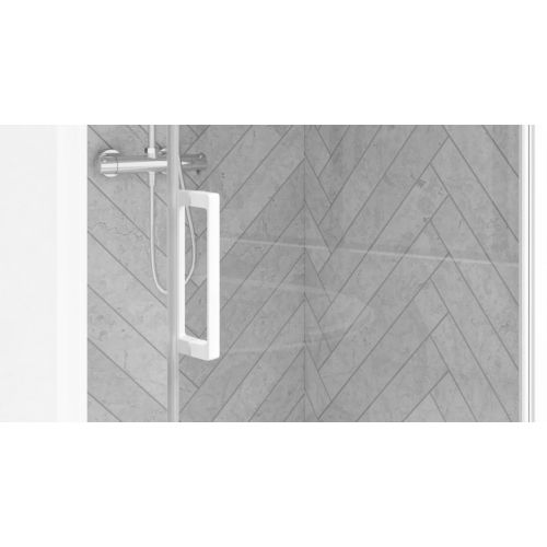 Paroi de douche SMART DESIGN 3V avec 3 volets 2 coulissants 120cm profilé blanc verre transparent gauche - KINEDO - PA90266BTNED - 2 pas cher Secondaire 1 L