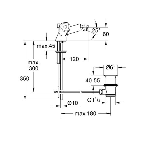 Mélangeur bidet COSTA avec mousseur à rotule chromé - GROHE - 24481-000 pas cher Secondaire 1 L