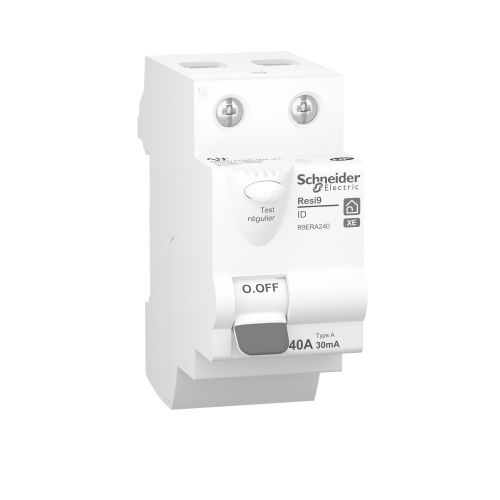 Interrupteur diff&eacute;rentiel RESI9 XE 2P 30mA 40A Type A embrochable - SCHNEIDER ELECTRIC - R9ERA240 pas cher