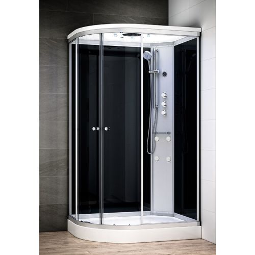 Cabine de douche hydromassante SILVER HYDRO droite noir 120x90 - THALASSOR - SAMN1290D pas cher