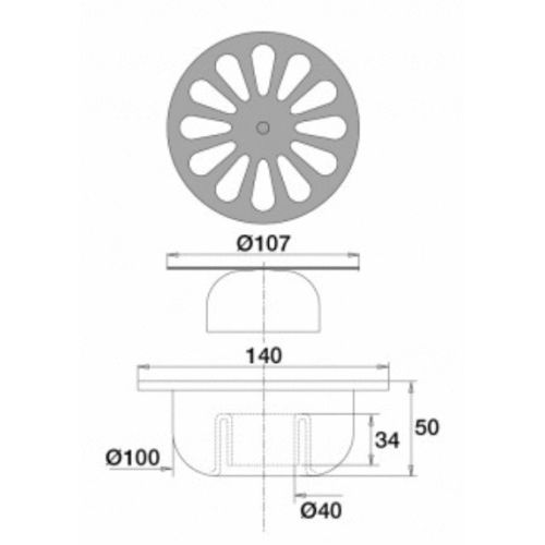 Siphon de sol pour douche ABS chromée 140 x 140mm avec grille - VALENTIN - 00 462300 000 00 pas cher Secondaire 1 L