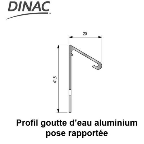 Profil rejet eau à visser pour terrasse alu naturel longueur 2,5m - DINAC - 5511030 pas cher Secondaire 1 L