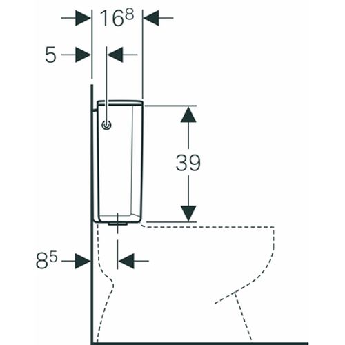 Réservoir double touche NF alimentation latérale blanc GEBERIT 128.317.11.5 photo du produit Secondaire 1 L