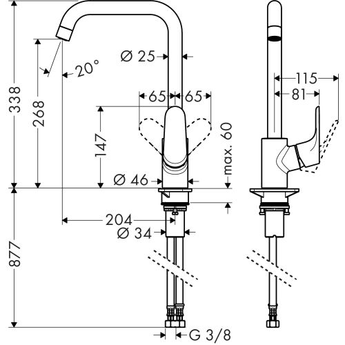 MIT CUISINE FOCUSMitigeur d'evier FOCUS bec orientable chromée HANSGROHE 31820000 photo du produit Secondaire 1 L