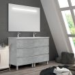 Meuble de salle de bain double vasque 6 tiroirs PALMA et miroir Led STAM ciment (gris) 120cm - COSYNEO - ING3CPALMA120STAMCIM pas cher