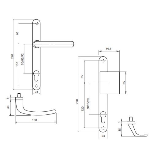 Ensemble sur plaques + béquille carré 7mm entraxe 70mm moir RAL 9005 - SOFI - 5112210005 pas cher Secondaire 1 L