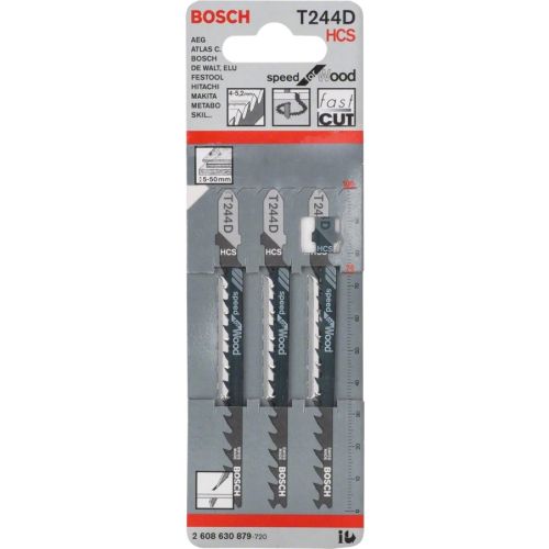 3 lames de scie sauteuse T 244 D Speed for Wood BOSCH 2608630879 photo du produit Secondaire 1 L