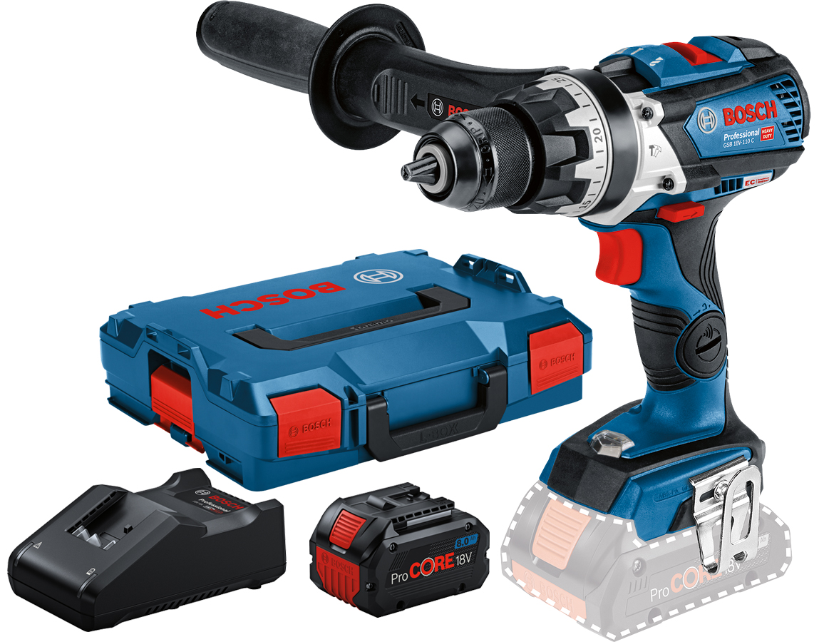 BOSCH Perceuse-visseuse &agrave; percussion 18V GSB 18V-110 C + 2 batteries 8Ah + chargeur - 06019G030E