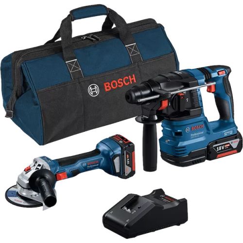 Combo-kit 2 outils 18 V (GWS 18V-7 + GBH 18V-22) + 2 batteries 4 Ah + chargeur rapide + sac BOSCH 0615A50037 photo du produit