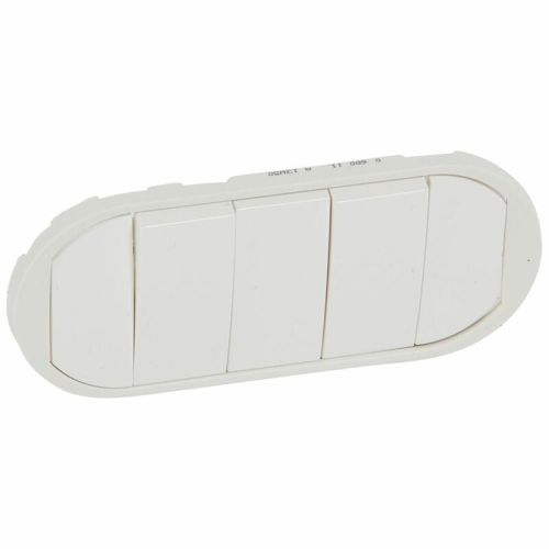 Enjoliveur large CELIANE pour interrupteur, va-et-vient ou poussoir 5 commandes blanc LEGRAND 068011 photo du produit Principale L