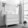 Meuble de salle de bain simple vasque 3 tiroirs TIRIS 3C et miroir Led VELDI hibernian (bois blanchi) 100cm - COSYNEO - SIRTIRIS100VELDIHIB pas cher