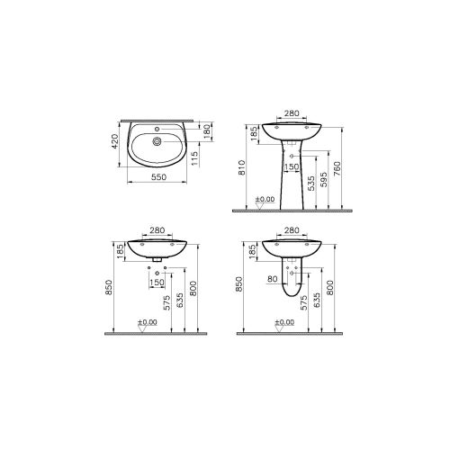 Lavabo blanc NORMUS 550x420 - VITRA - 5087L003-1029 pas cher Secondaire 3 L