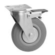 Roulette 75mm caoutchouc gris platine pivotante à frein - AVL - 557975H pas cher