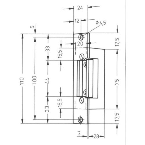 Gâche série 27 sans têtière 6-12V 2 temps décondamnation - EFF EFF - SPE74E pas cher Secondaire 1 L
