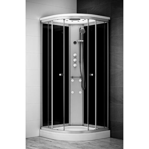 Cabine de douche Hydromassante SILVER HYDRO 100x100 noir - THALASSOR - SQMN1010 pas cher