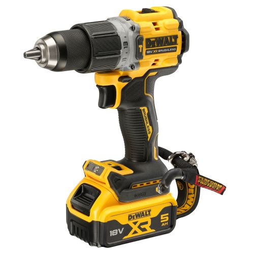 Perceuse-visseuse percussion compacte XR 18 V Brushless + 2 batteries 5 Ah Li-Ion + chargeur DEWALT DCD805P2LRT-QW photo du produit