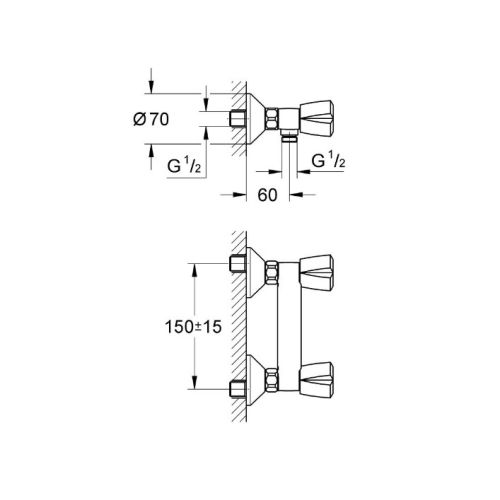 Mélangeur douche COSTA mural apparent - GROHE - 26307-000 pas cher Secondaire 1 L