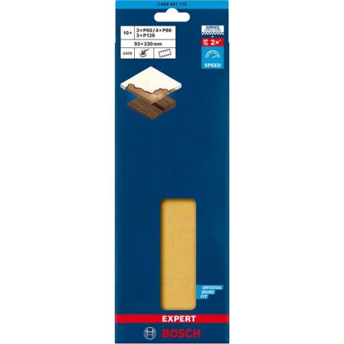 Kit de 10 feuilles abrasives EXPERT C470 93 x 230 mm BOSCH 2608901112 photo du produit Secondaire 3 L