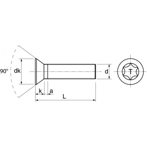Vis à métaux tête fraisée torx A2 DIN 965 4X16 boîte de 200 - ACTON - 622304X16 pas cher Secondaire 3 L