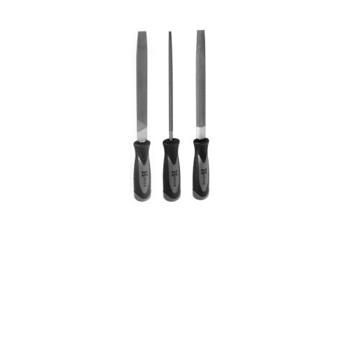 Set de 3 limes emmanchées demi-douces longueur 200 mm - HANGER - 110390 pas cher