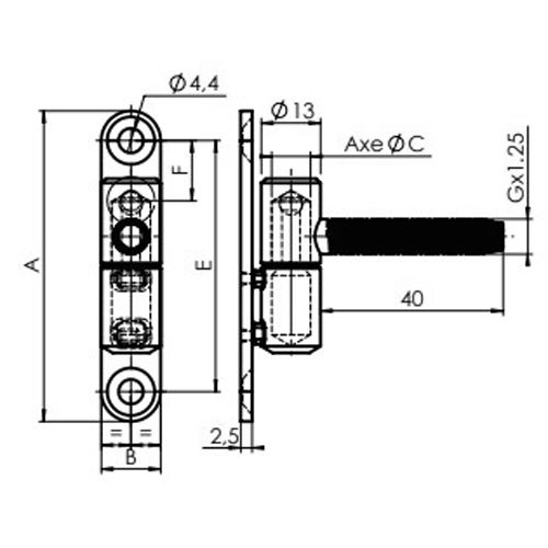 Paumelle fiche diamètre 13mm hauteur 68mm époxy blanc - MONIN - 654000 pas cher Secondaire 1 L