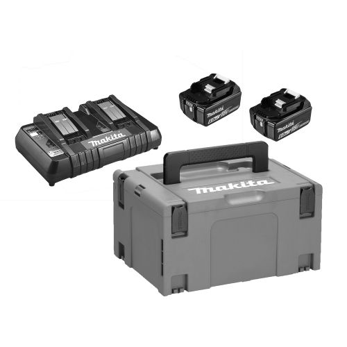 Pack énergie 18V Li-Ion 2 batteries BL1860B 6Ah + chargeur double DC18RD) en coffret MAKPAC III - MAKITA - 198077-8 pas cher