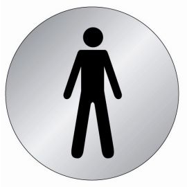 Plaque signalétique en Aluminium brossé ''Toilette homme'' D.75mm - NOVAP - 4383026 pas cher Principale M