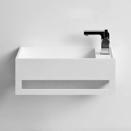 Lave-mains suspendu EASY 40 GAUCHE 40x25 en Solid Surface - THALASSOR - EASY40D pas cher