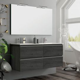 Meuble de salle de bain 120cm double vasque 4 tiroirs BALEA ebony (bois noir) - COSYNEO - INGBALEA120EBO pas cher Principale M