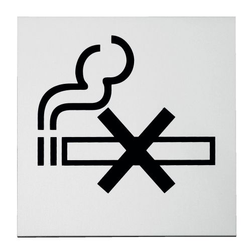 Plaque ne pas fumer 120 x 120 mm adh&eacute;sive aluminium argent DUVAL 66-0102-2306 photo du produit Principale L