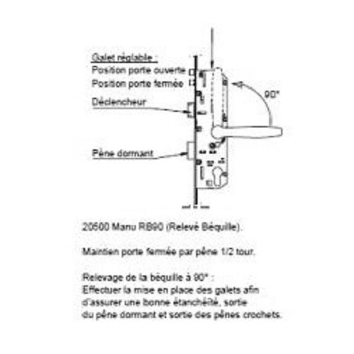 Serrure 5 points 20500 RB90 SGN1 pêne dormant + rouleaux + crochet 2150 T18 axe 50mm droite – VACHETTE – 20891000 pas cher Secondaire 3 L