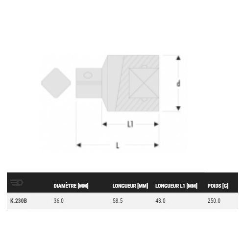 Réducteur carré 3/4'' à 1/2'' - FACOM - K.230B pas cher Secondaire 1 L