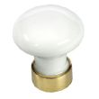 Bouton de tiroir porcelaine blanc Ø25 mm laiton - MERIGOUS LIMOGES - V525011100 pas cher