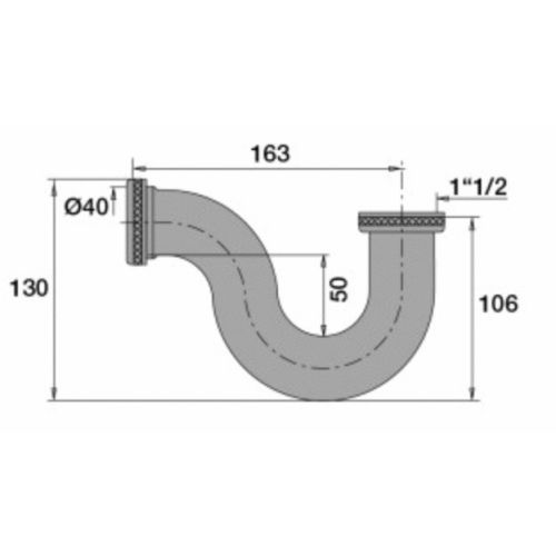 Siphon d'évier tube laiton haut débit D40 mm VALENTIN 00 365200 009 00 photo du produit Secondaire 1 L