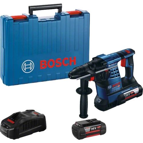 Perforateur-burineur SDS Plus 36 V GBH 36 V-LI Plus + 2 batteries 4 Ah + chargeur rapide + L-BOXX BOSCH 0611906003 photo du produit