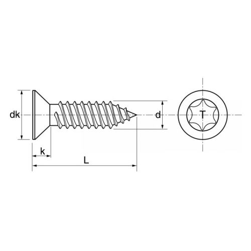 Vis à tôle tête fraisée Torx inox A2 DIN 7982 3,9X9,5 boîte de 200 ACTON 624103,9X9,5 photo du produit Secondaire 3 L